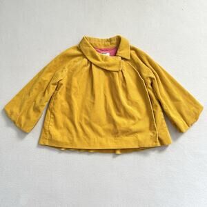 Crewcuts J. Crew Mustard Yellow Corduroy Snap Cropped Swing Asymmetrical Coat XL